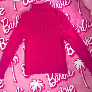 💖 SHEIN Curve Hot Pink Ribbed Turtleneck Sweater – 1XL | Barbiecore Staple